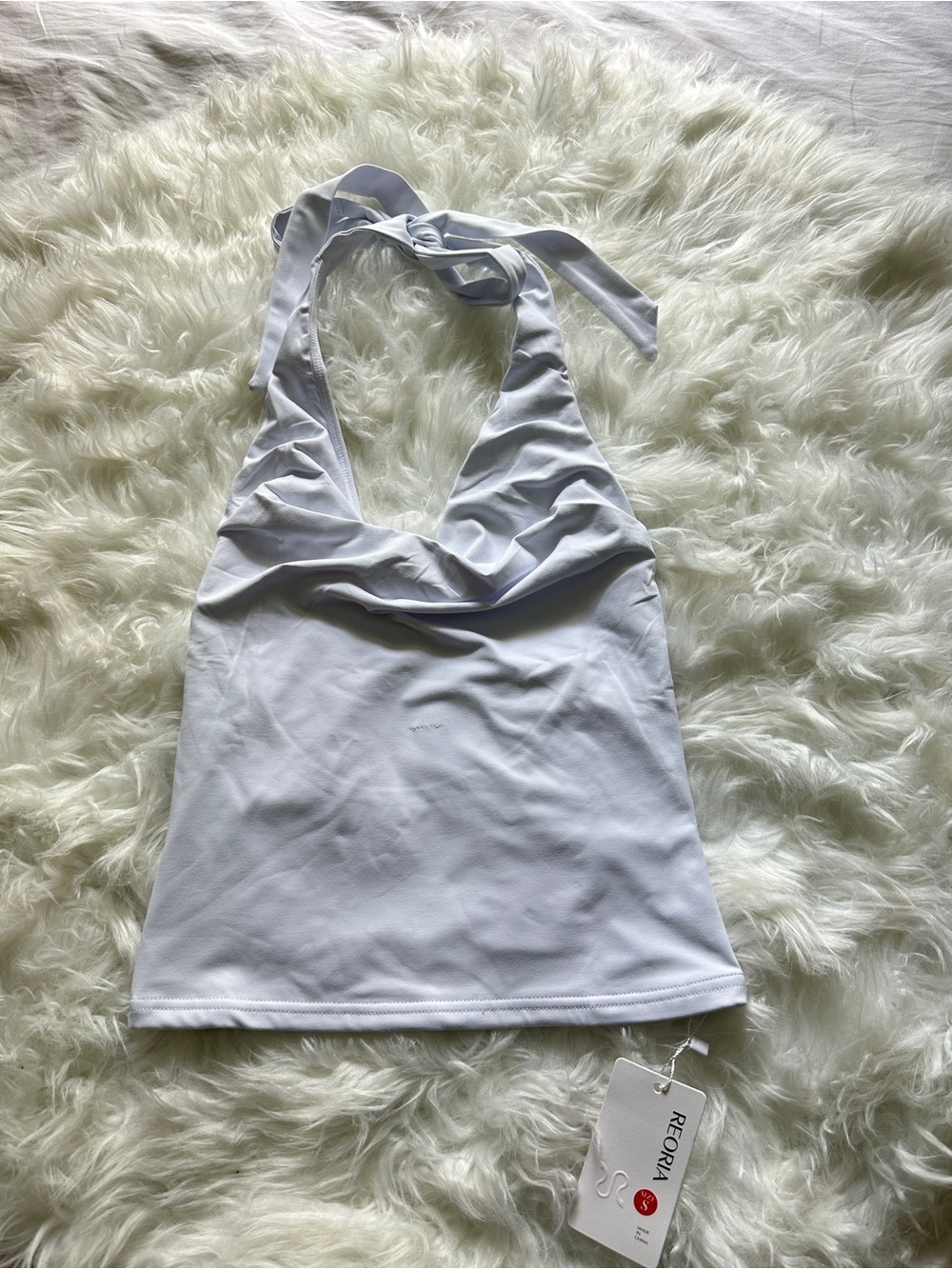 REORIA Sexy Cowl Neck Halter Tank Top in white